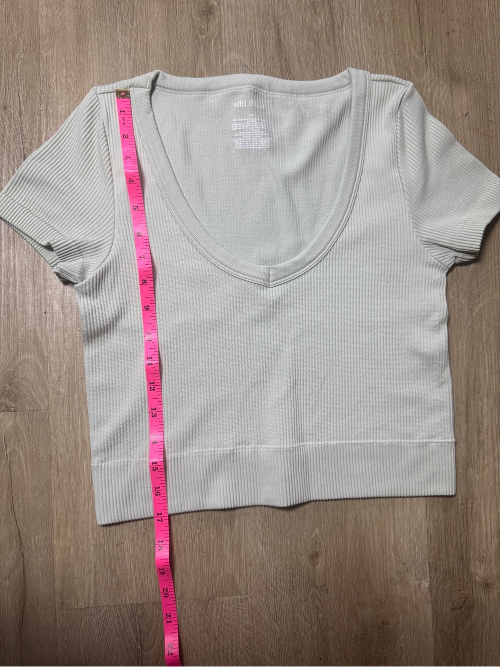 Ribbed V-Neck Crop Top - mint green
